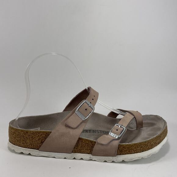 Birkenstock Mayari Toe Loop Sandals Womens Size 38 US 7-7.5 Oiled Leather Taupe - Picture 1 of 9